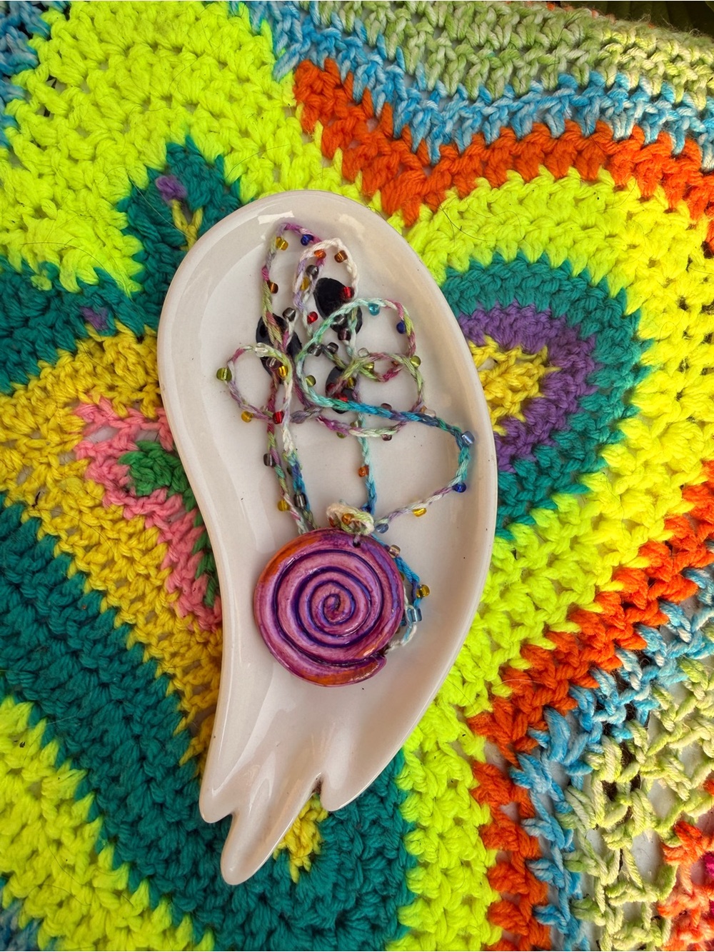 Handmade Purple Spiral Pendant Long Necklace - Women Jewelry